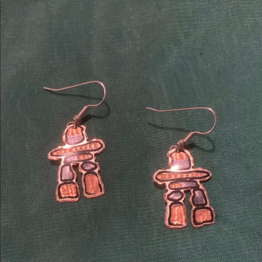 Copper Inukshuk Earrings